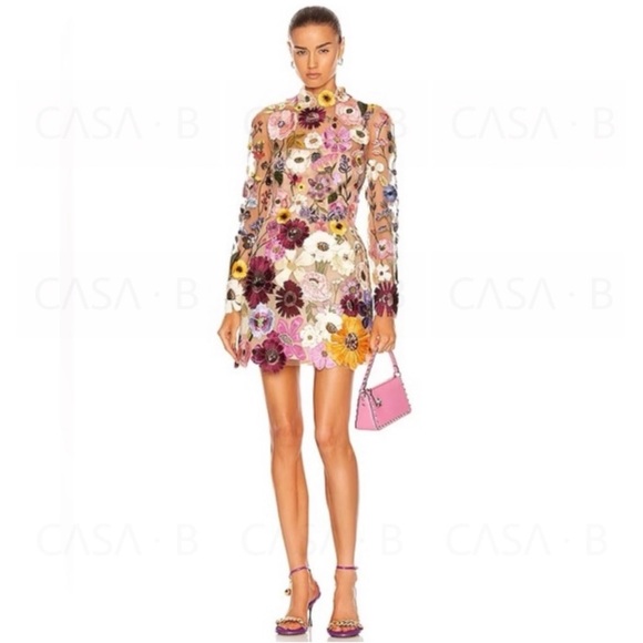 5⭐️CASA B💫| Blooming Elegance: The Enchanté Floral Embroidered Luxe Dress - Picture 6 of 16